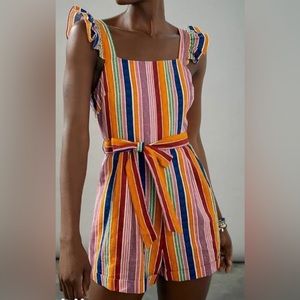 FARM Rio Reyes Striped Romper Size L (*belt missing*)